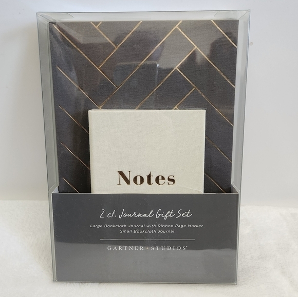 Gartner Studios Cream Gray Gold Bookcloth Journal 2 Piece Gift Set NWT - Picture 1 of 10